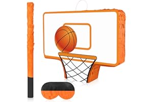 Hooqict Basketball Pinata with Blindfold and Bat Stick Basketball Birthday Party Decorations for Kids Boys Basketball Themed 