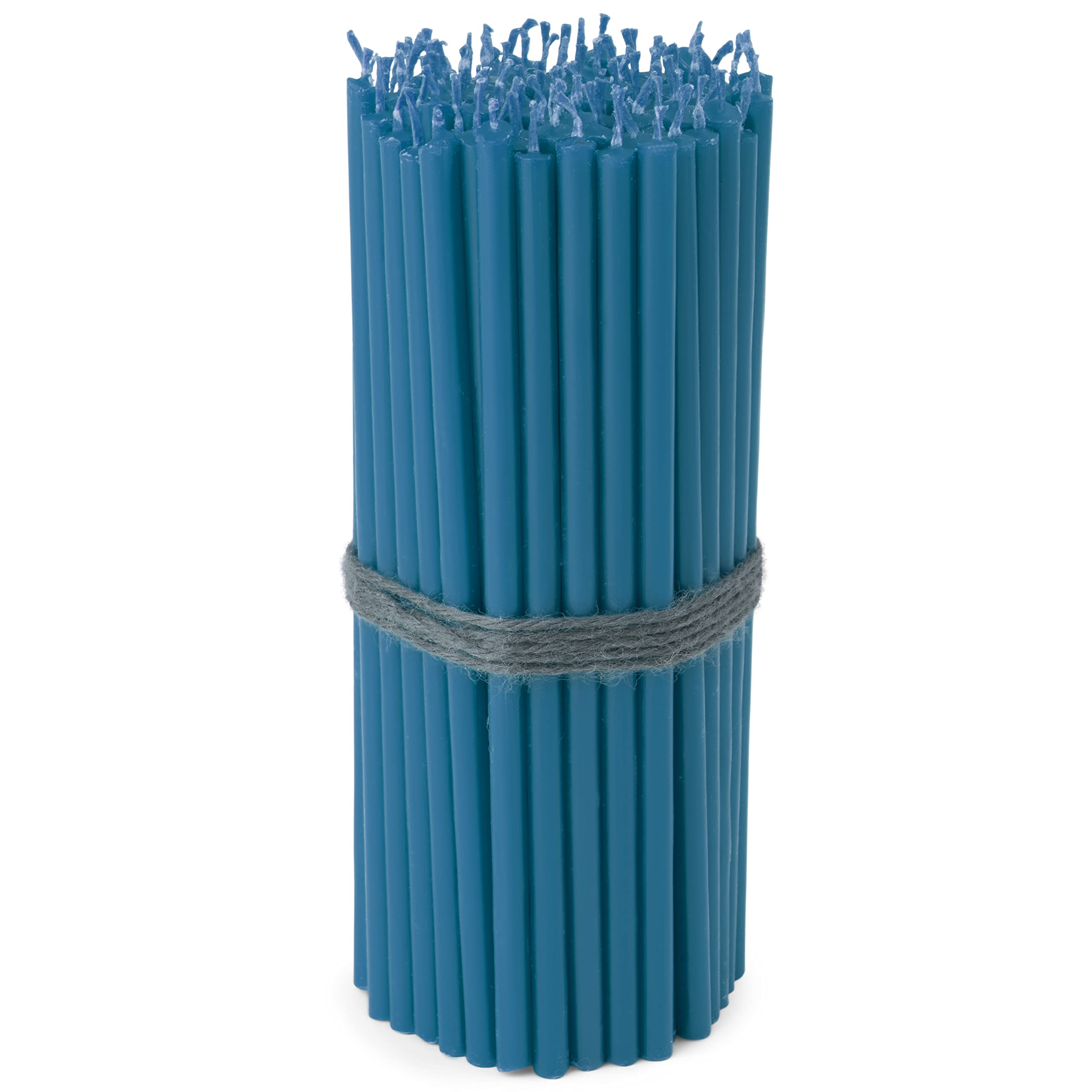 NKlaus - 100x Stick Candles Light Blue drip- sootfree Thin L 16cm Premium Paraffin Wax 36111