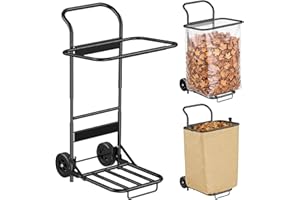 Wheeled Trash Bag Holder - Adjustable Frame for 33-50 Gallon Plastic & 30 Gallon Paper Bags - Durable Metal Outdoor Leaf & Ga