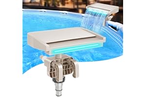 Hanaoyo LED Pool Fountain Waterfall for Above Ground Pools, 7 Different Lighting Colors, Smooth Flowing Pool Waterfall Relaxing Cascade for Outdoor Decor, Adjustable Width Fits Various Frames