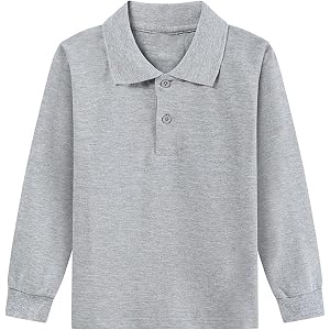 Zzalalana Boys Girls Long Sleeve Polo Shirt Kids School Uniform Blouse Tops | Regular Fit, Pique Cotton Fabric, School Wear,