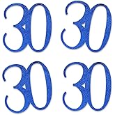 Blue Glitter 30 Cut-Out Numbers, 30th Birthday Party Anniversary Decorations DIY Essentials
