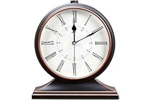 rnuie Desk Clock for Table Decor, Retro Mantel Clock Battery Operated for Fireplace Mantel, Living Room, Bedroom, Office, Desktop Decoration