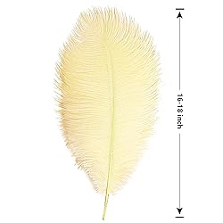 THARAHT Light Yellow Ostrich Feathers 12pcs Large