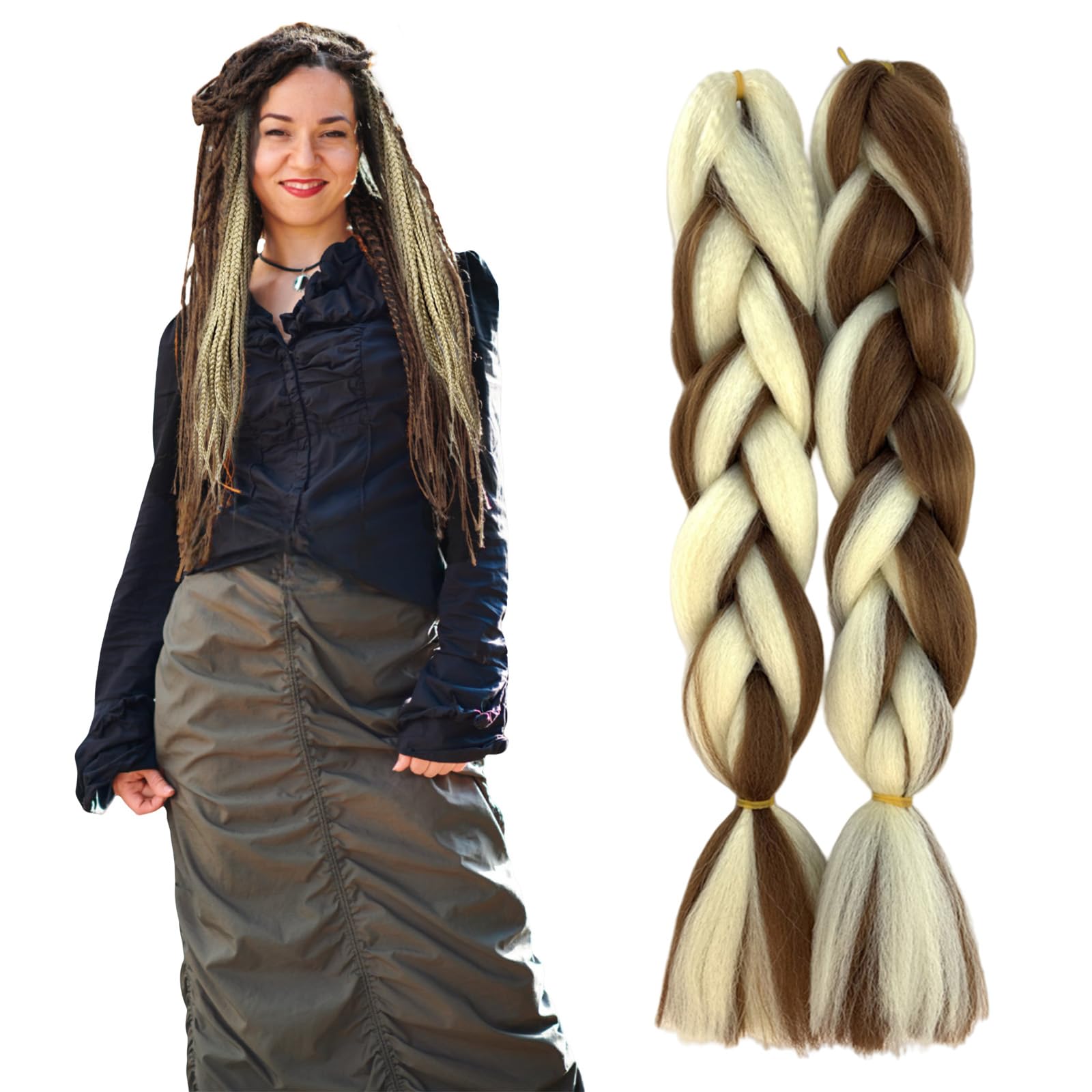 Hair for Braiding Jumbo Braids Long Ombre Hair Extensions Kanekalon Braid for Women Synthetic 24inch 1514