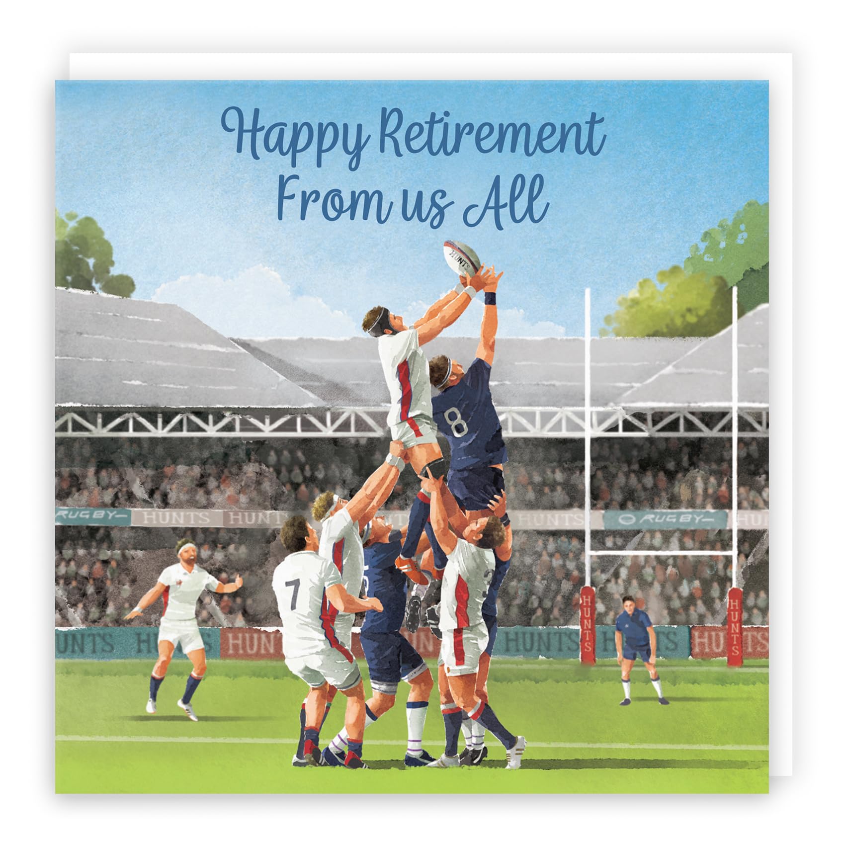 Hunts England - Rugby Fun Retirement Card From Us All - Milo's Gallery - Sport Retirement Card - Retiring Card For Rugby Fans, Men, Friend, Employee, Colleague, Boss, Manager