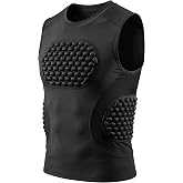 KINGJOZE Youth Padded Compression Shirt Chest Protector for Football Baseball Softball Rugby Lacrosse Rib Sternum Guard Padded Shirt