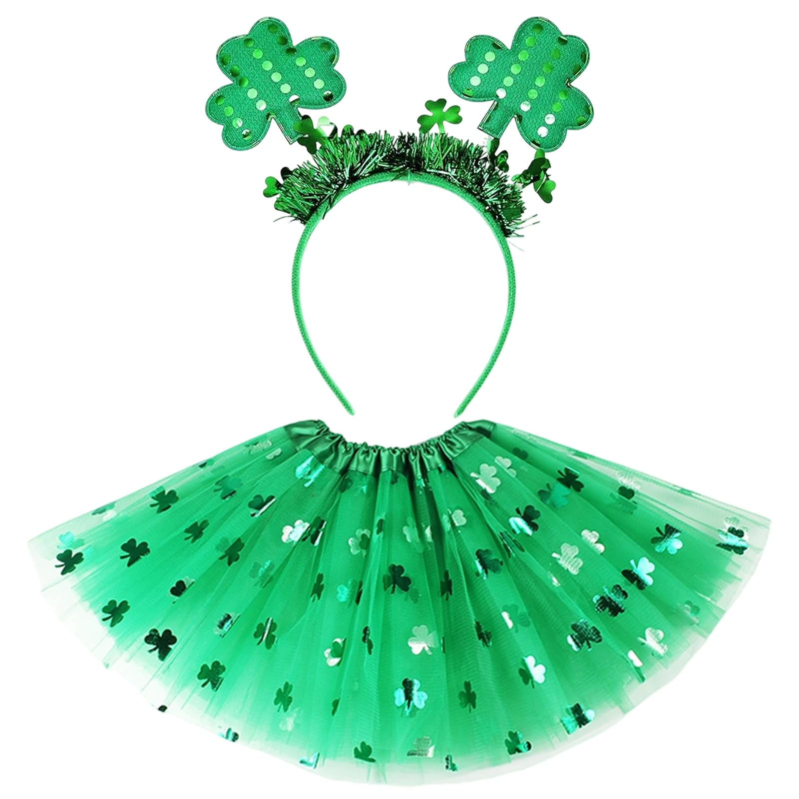 QiiWuic St Patricks Day Outfits Women, St Patricks Day Fancy Dress with Green Tutu Skirt, Shamrock Costume Set for Irish Party and School Events, St Patricks Days Outfits for Girls and Women