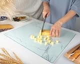 Kitchenville Glass Chopping Board 50x40 cm Tempered Worktop Saver White Marble view 5