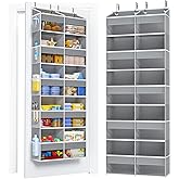 PureSpace 5-Tier Over The Door Organizer with 10 Side Mesh Pockets & Clear Windows, 80 lbs Weight Capacity Hanging Storage for Bathroom, Bedroom, Nursery, Kitchen, Organize Shoes, Diapers(Grey)
