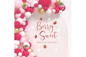 SANDOO Berry Sweet Baby Shower Decal - Arch Balloon Peel & Stick, Strawberry Baby Shower Decorations, Gender Reveal Party Supplies