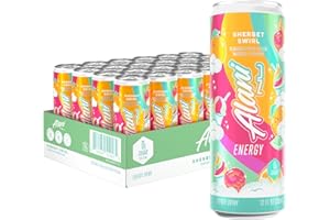 Alani Nu SHERBET SWIRL Sugar Free, Low Calorie Energy Drinks, 200mg Caffeine, Biotin B Vitamins, Zero Sugar, 10 Calories, 12 Fl Oz Cans, 24 Pack