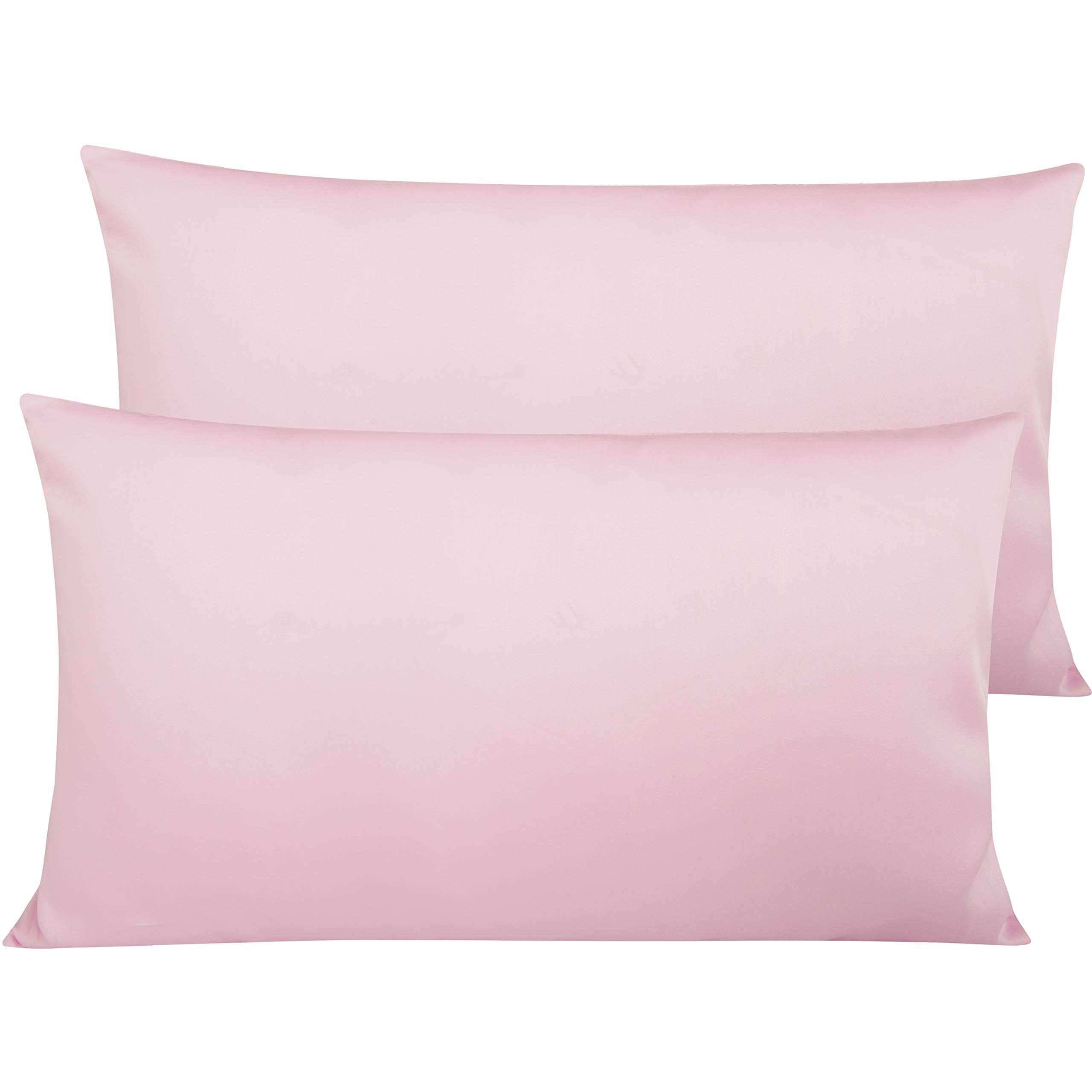 NTBAY 2 Pack 500 Thread Count Egyptian Cotton Pillowcases, Super Soft Cozy and Breathable Envelope Closure King Pillow Cases, 50x90 cm, Pink
