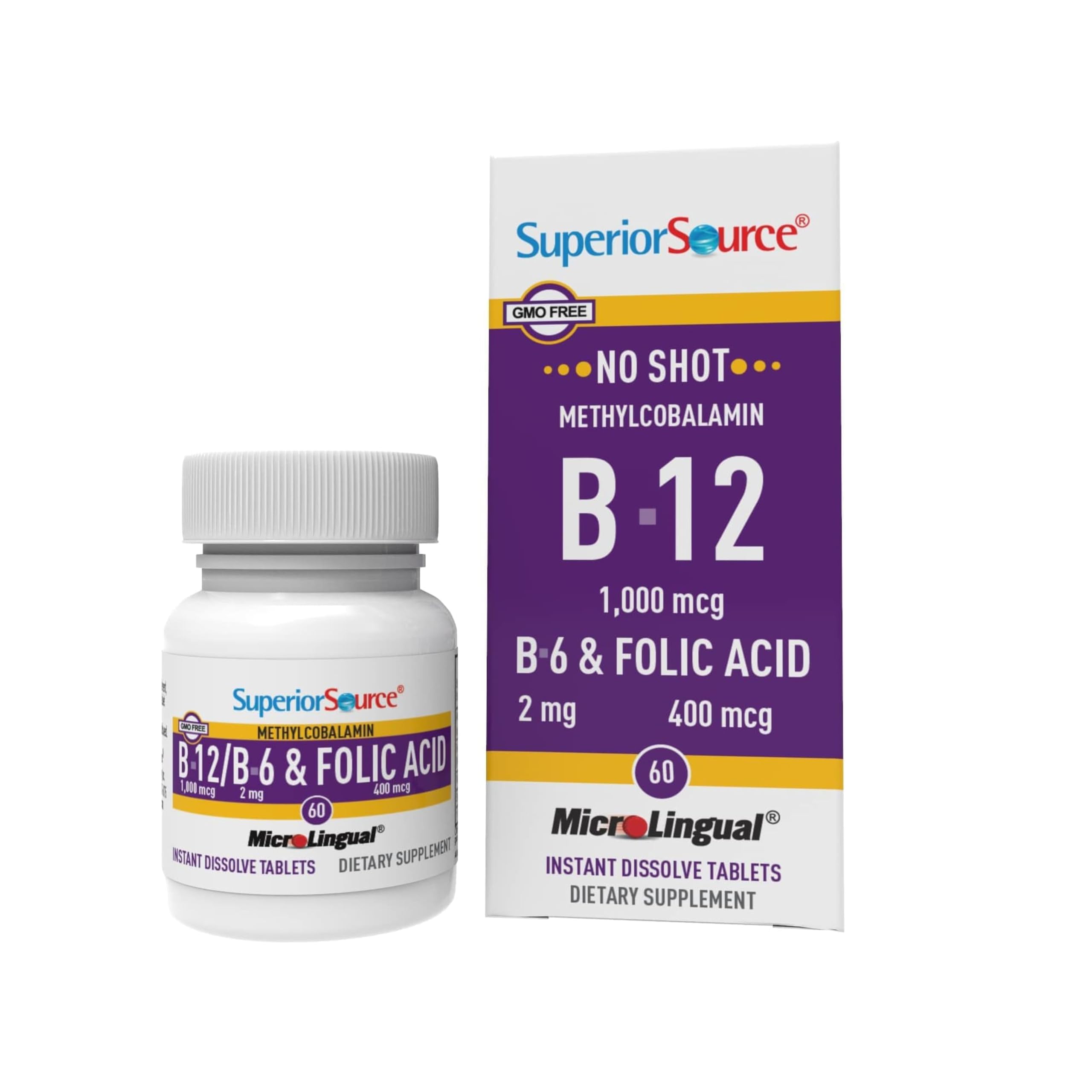 No Shot Methylcobalamin B-12 1000 mcg B-6 & Folic Acid 400 mcg