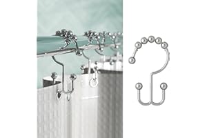 Zenna Home Shower Curtain Hooks, Chrome, Set of 12 – Premium Shower Curtain and Liner Rings with Double Roller Glide and Double-Sided Design – Rust Resistant
