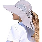 SENWAI Womens Sun Hat Outdoor UV Protection Wide Brim Fishing Hat with Ponytail Hole Neck Flap for Beach Hiking Camping