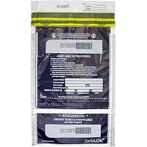 ControlTek SafeLok 12x16" Tamper-Evident Deposit Bags - 50 Bags, Press-to-Seal, Moisture/Heat/Cold Sensitive Ink