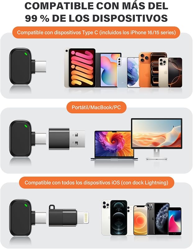 Microfone Wireless Lavaler 2 em 1 para iPhone e Android, Pack 2