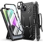 FNTCASE for iPhone 14 Plus Case: Rugged Protective Belt Clip Holster Heavy Duty with Built in Kickstand - 360 Protection Shockproof Cover for iPhone 14 Plus Phone Cases, 6.7inch (Matte Black)