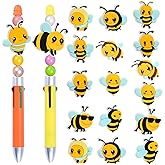 20PCS Silicone Focal Beads for Pens, Bee Focal Beads Bulk for Keychain Making Beadable Pens Crocs Jewelry Bracelet Making DIY Crafts Project Supplies
