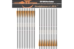 sanlida 100% Pure Carbon Crossbow Bolts, 0.001"/0.003"/0.006" Buy 12 Get 12 Free! 20/22 Inch Professional Standard Hunting Crossbolts with Removable Tips(24 pcs)