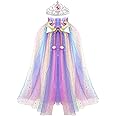 AHLPO Princess Cape Girls Princess Cloak with Crown, Tulle Princess Dress Cape for Girls Birthday Party Halloween Dressing Up