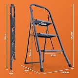 VonHaus 3 Step Ladder – Premium Folding Step Stool 150kg Steel Anti Slip view 9