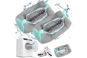 WJQYFJJS Shoe Washing Machine Bag, 2PCS Laundry Shoe Bag for Washer and Dryer, Reusable Shoe Cleaning Bag for Sneaker, Fluffy Fibers 360° Wrap-Around Cleaning for All Types Shoe And Sizes