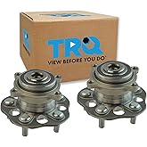 TRQ Rear Left and Right Wheel Bearing and Hub Assembly Set 2 Piece Compatible with 07-11 Honda CR-V, 10-11 Accord, 12-15 Crosstour Front Wheel Drive