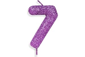 ZI LAN 7th Glitter Birthday Candles, Purple Pink Birthday Number Candle for Cake Topper Decorations for Girls Birthday Party Wedding Anniversary Celebration Supplies