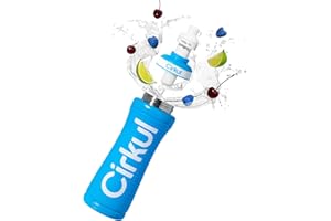 Cirkul 22oz. Blue Grip Stainless Steel Water Bottle & Sport Lid, Durable, Insulated, Protective Grip, Leakproof & Heavy Duty with Flavor Cartridge Included (FitSip Island Punch)