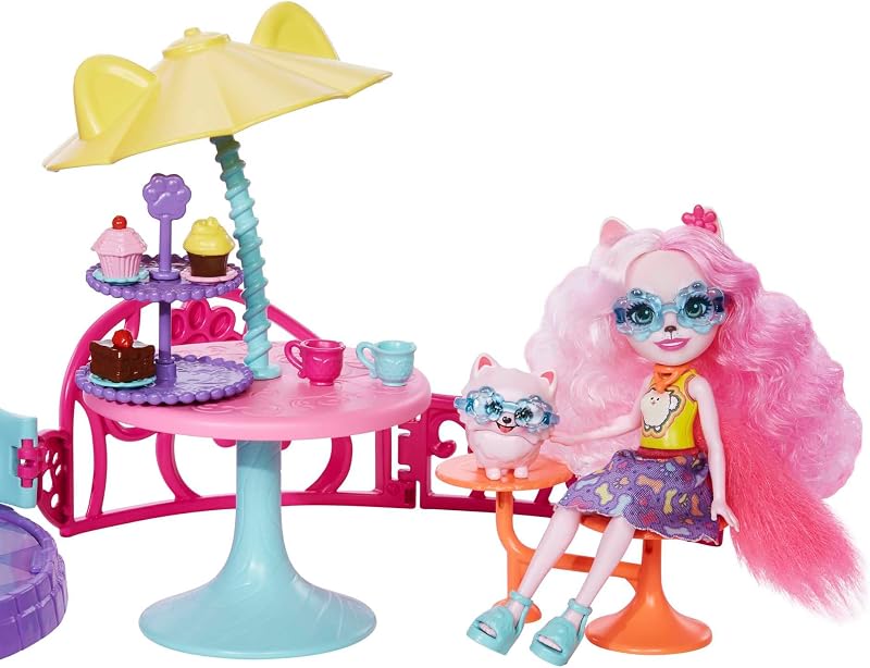 City Tails Apartamento de Palmer Pomeranian y Pommy SIOC Casa de muñecas 3 pisos con figura, mascota perrito, muebles y accesorios, juguete de regalo +4 años (Mattel HHC18)