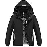 MoFiz Boys Waterproof Skiing Jacket Kids Hooded Fleece Winter Snowboard Jackets Windproof Warm Outerwear with Zip Pockets