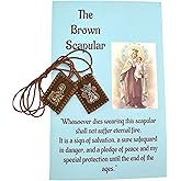 Westmon Works The Brown Scapular Prayer Set Traditional Wool Catholic Prayer Necklace with Made in the USA Prayer Folder Booklet