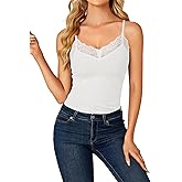LYANER Women's Lace V Neck Camisole Adjustable Strap Cami Sleeveless Tank Undershirt Top