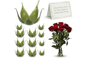 OATIPHO 50 Pcs Artificial Flower Calyxes - Green Rose Sepals for DIY Floral Arrangement Wedding Bouquet Bulk Plastic Receptac