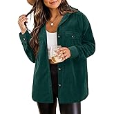 ZOLUCKY Womens Shackets Jacket Plus Size Long Sleeve Button Down Shirts Blouses Tops