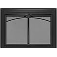 UniFlame - Gerri - Cabinet-Style Fireplace Doors with Smoke Tempered Glass (Color: Black, Size: Large - Fits Opening 36in to 43in W x 25.5in to 32.5in H)