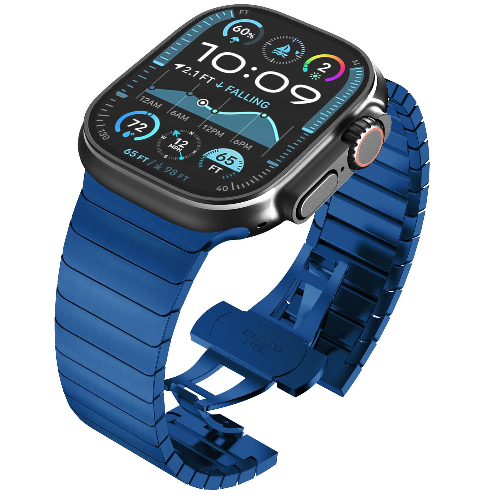 Fullife Metal Strap Compatible with Apple Watch Straps 49mm 46mm 45mm 44mm 42mm(Series 3 2 1),Stainless Steel Replacement Band for iWatch Ultra 3 2 1 Series 11/10/9/8/7/6/5/4/3/2/1/SE,Blue
