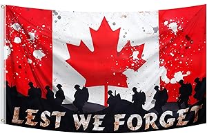 Remembrance Day Flag Canada,Lest We Forget Canadian,Polyester Memorial Flag with Vivid Colours,UV Resistant Indoor Outdoor Re
