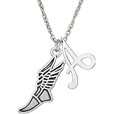 Personalized Track Necklace, Initial Charm Necklace, Sneaker Pendant, Running Gift for Women, Teen and Girl Runners
