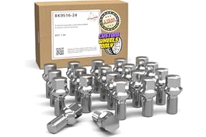 Wheel Accessories Parts 20 Pcs M14 x 1.5 Thread Ball Seat Lug Bolt Chrome Finish 24mm Shank Length 17mm Hex fits Audi TT TT Q