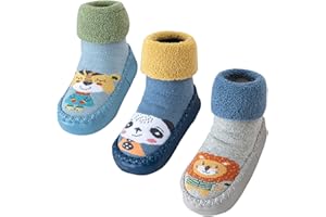 Happy Cherry 3 Pairs Baby Cotton Shoes Socks Anti-slip Cartoon Socks