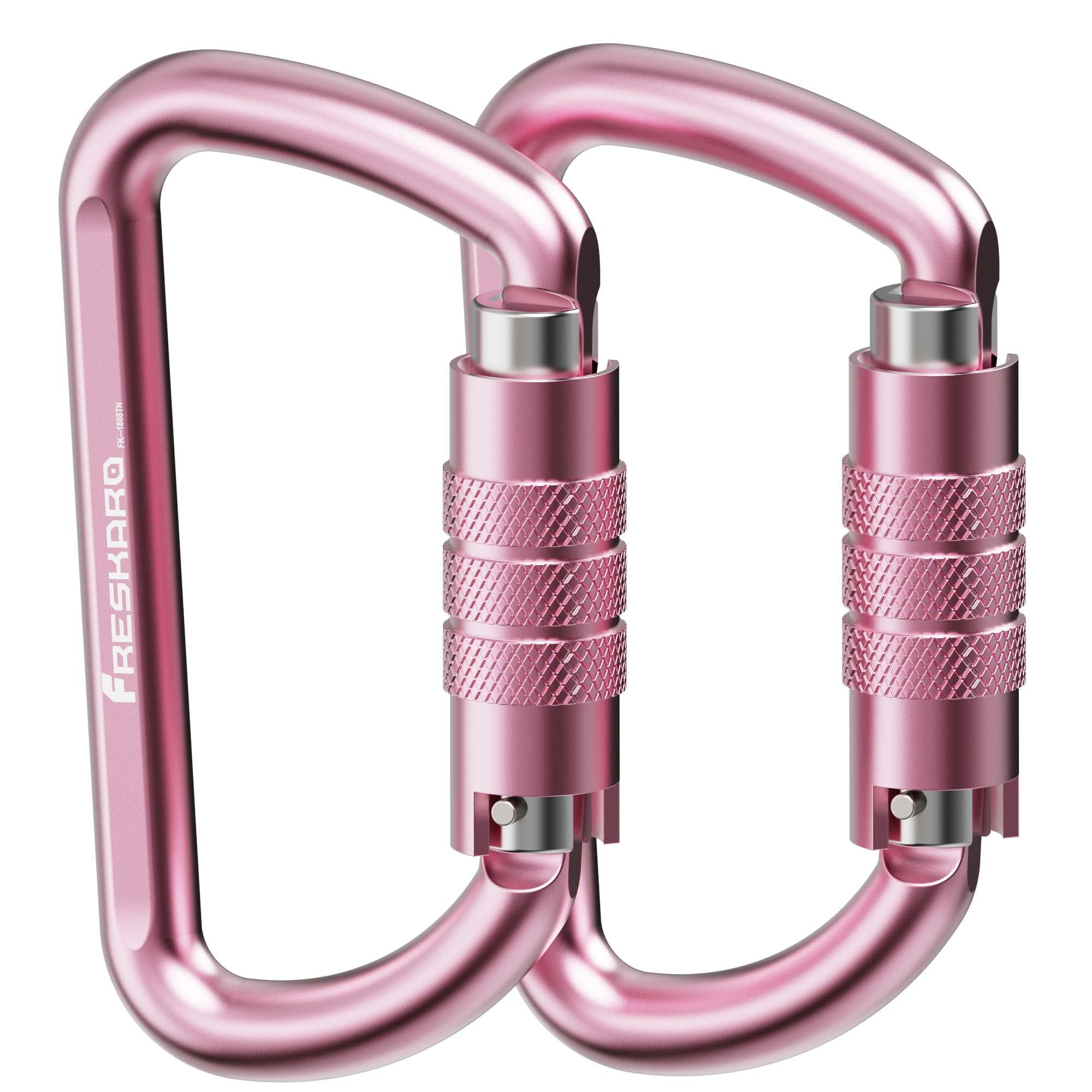 3inch Carabiner Clips Heavy Duty, carabina Hooks, Auto-Locking caribena, Aluminium Carabiners, Quick Release karabiner for Hammocks, Key, Swing, Camping, punching bag, Dog Lead, d-Shaped, Pink, 2 pack