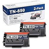 TN 850 TN850 Toner Cartridge 2 Pack High Yield Replacement for Brother TN820 TN 820 TN-850 TN-820 HL-L5200DW HL-L6200DW MFC-L