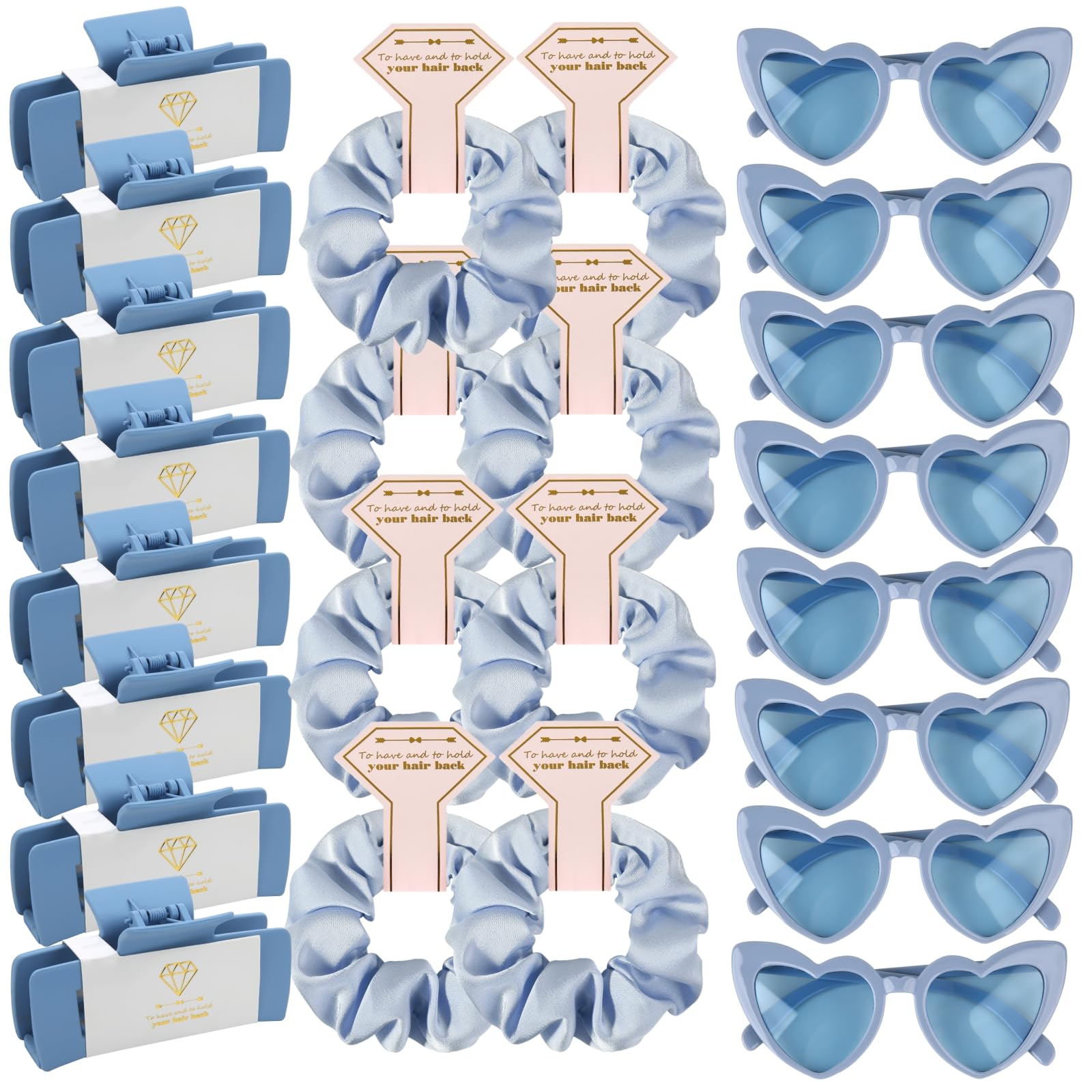 Photo 1 of Bridesmaid Scrunchies Proposal Gifts 4.1inch square Hair Claws Bachelorette Hair Clip heart sunglasses Girls gift for Wedding Party Favors (Dusty Blue)