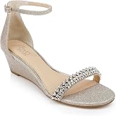 Jewel Badgley Mischka Lora Low Wedge Sandals