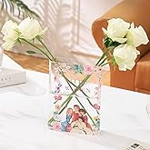 PORPAN Book Vase, Acrylic Book Vase for Flowers, Book Flower Vase, Book Shaped Vases, Clear Book Vases, Small Vase for Bedroom, Living Room, Bookshelf, Office, Dining Table(Women)