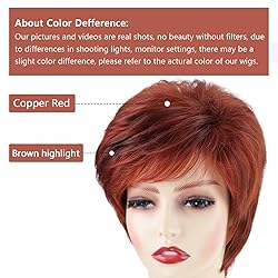 TISHINING Short Red Pixie Cut Wigs for White Women