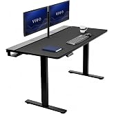 VIVO Black 60 x 30 in Standing Desk, DESK-KIT-1B6-P3B | Electric, Holds 220 lbs, Sit Stand, Height Adjustable, Cable Tray, Full-Size Mouse Pad, Office Furniture, Black Frame